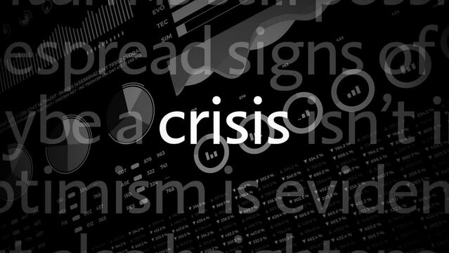 Crisis titles, financial crash, economy recession concept. 4K video animation