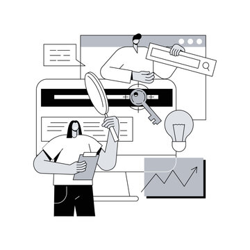 Copy optimization abstract concept vector illustration. Web text, shadow copy optimization algorithm, online business, boost traffic, target keywords, SEO writing method abstract metaphor.