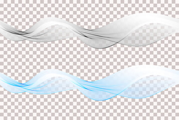 Abstract wave element on transparent background. Wavy elements set.