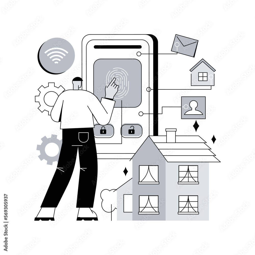Poster access control system abstract concept vector illustration. access limitation system, biometric cont