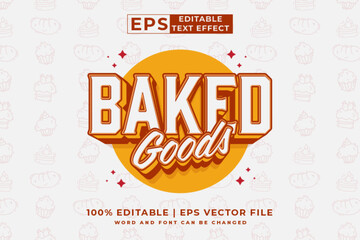Editable text effect - Baked Goods 3d Cartoon template style premium vector