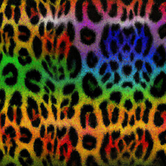 Leopard inspired pattern with psychedelic rainbow colour