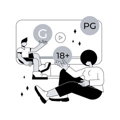 Content rating abstract concept vector illustration. Media and tv rating, content classification system, audience age limitation, censorship classification, games and apps abstract metaphor.