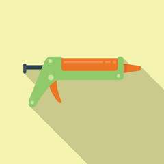 Industry silicone caulk gun icon flat vector. Glue tube. Silicon building