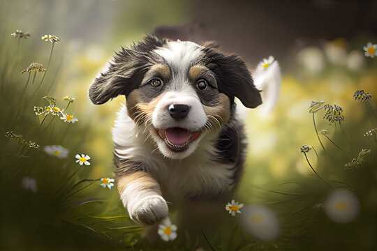 Drever puppy, playing in the garden, generative AI