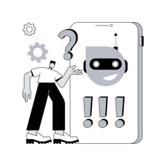Chatbot customer service abstract concept vector illustration. Customer service bot, AI in retail, e-commerce chatbot, self-service experience, online client support, web chat abstract metaphor.