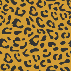 Seamless leopard vector pattern design, animal yellow tile print background