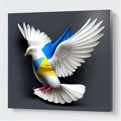 Pigeon with ukraine flag pattern wallpaper, ai generative