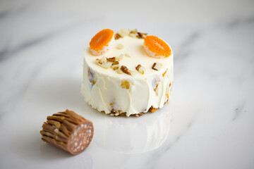 Delicious Carrot Cake on Rustic Table