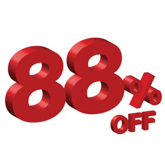 eighty eight 88 percent off 3d vector illustration 