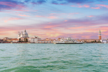 Obraz premium Panorama of Venice and the Basilica of Santa Maria della Salute, from the Giudecca canal, in Venice, Italy