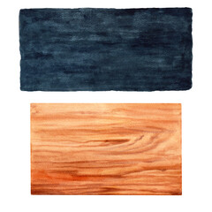 Cutting board set. Watercolor illustration isolated on a white background