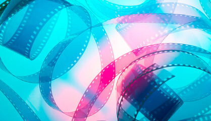 background with film strip.beautiful abstract background with film strip on colorful background with selective focus