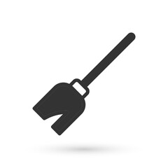 Grey Witches broom icon isolated on white background. Happy Halloween party. Vector