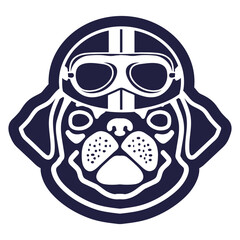 Pug illustration | Pug with helmet | Dog logo | Mascot