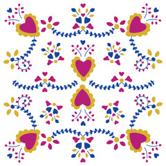 Portuguese embroidery inspiration | Seamless pattern, transparent background | Folk art