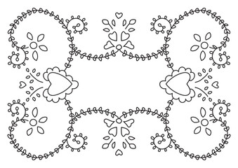 Frame with floral elements | Portuguese folk embroidery inspiration | Coloring page