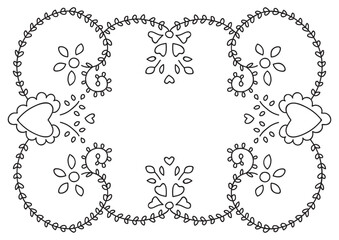 Frame with floral elements | Portuguese folk embroidery inspiration | Coloring page