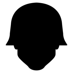Icono avatar. Soldado del ejército. Silueta aislada de cabeza de hombre con casco de combate