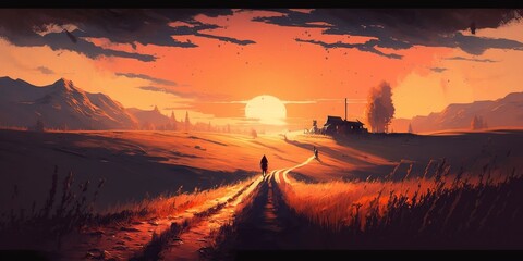sunset illustration