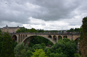 Fototapeta na wymiar The Adolphe Bridge, is a double-decked arch bridge in Luxembourg City, in southern Luxembourg.