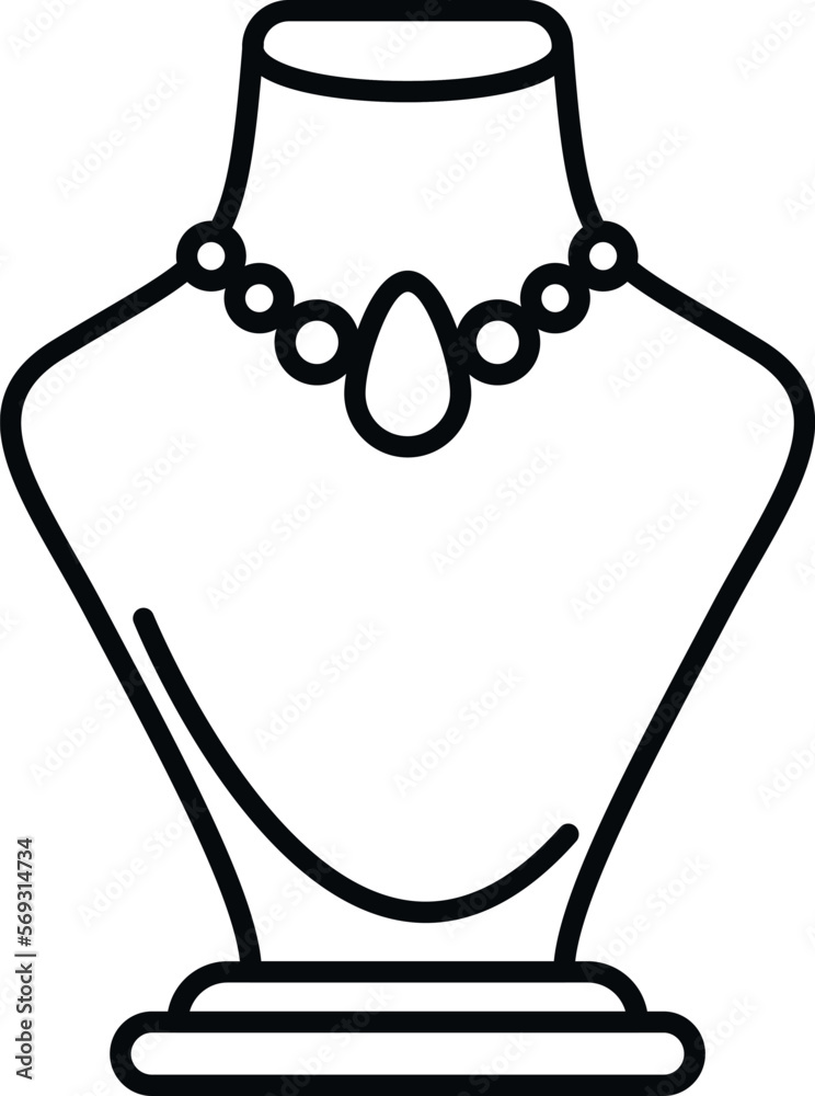 Sticker Necklace jewelry dummy icon outline vector. Fashion chain. Bracelet pearl