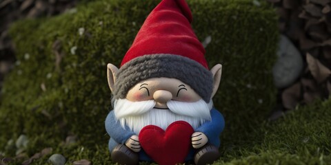 Valentine gnome with heart
