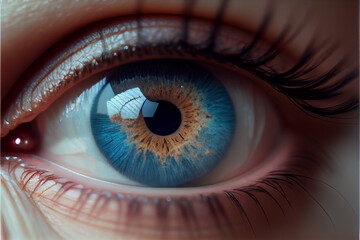Fototapeta na wymiar Realistic human, female eye, macro. Makeup eye.