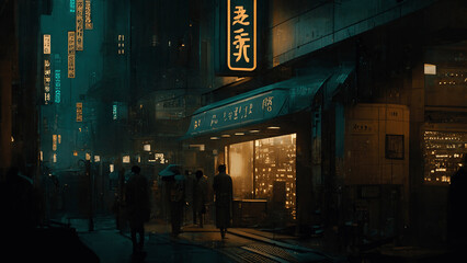 Future Chinese Street in Night