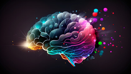 Obraz premium colorful brain, colorful paintings, colorful abstract art, colorful wallpaper. Smart, intellect, intelligent, knowledges