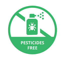 Green pesticides free symbol with label. 
 - obrazy, fototapety, plakaty