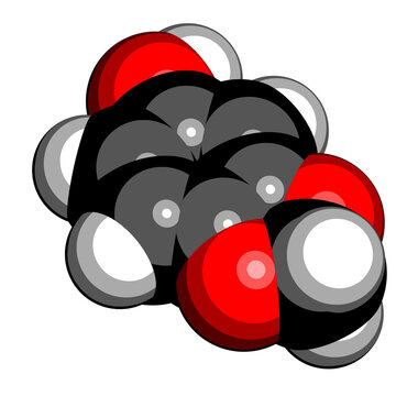 Sesamol herbal molecule. Present in sesame oil. 3D rendering.