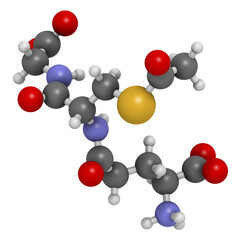 S-Acetyl L-Glutathione food supplement molecule. 3D rendering.