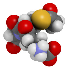 S-Acetyl L-Glutathione food supplement molecule. 3D rendering.