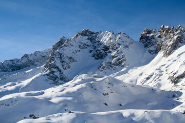 Tonale ski resort with Rhaetian Alps