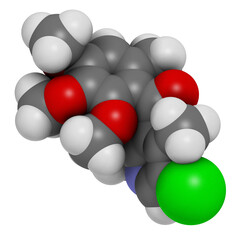 Pyriofenone fungicide molecule. 3D rendering.