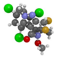 Pydiflumetofen fungicide molecule. 3D rendering.