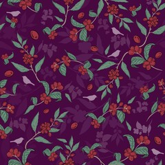 red fruit pattern with flowers