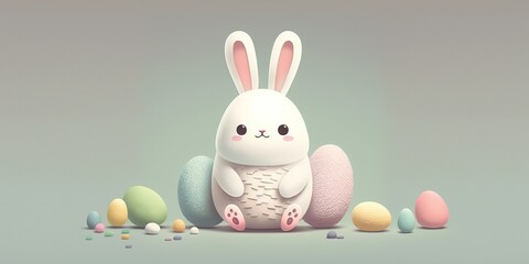 Easter bunny with easter eggs illustration
