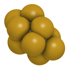 Perfluorobutane molecule. 3D rendering.