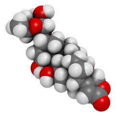 Ouabain poison molecule. 3D rendering.