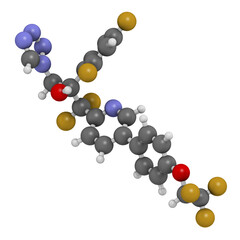 Oteseconazole antimycotic drug molecule. 3D rendering.