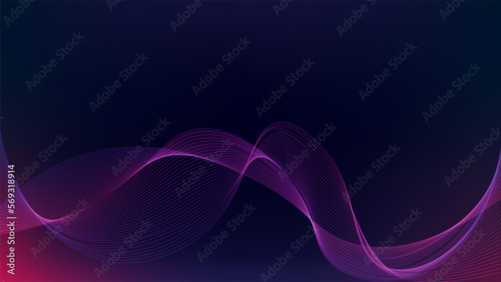 Poster blue abstract futuristic background. modern wave design template on black backdrop. futuristic textu