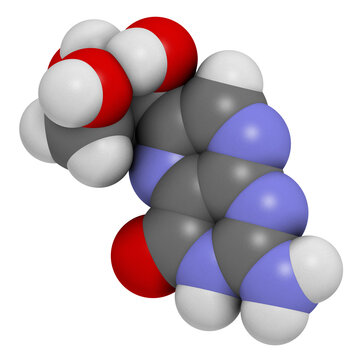 Neopterin biomarker molecule. 3D rendering.