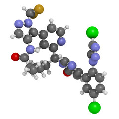 Milvexian anticoagulant drug molecule. 3D rendering.