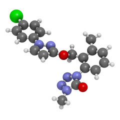 Metyltetraprole fungicide molecule. 3D rendering.