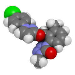 Metyltetraprole fungicide molecule. 3D rendering.