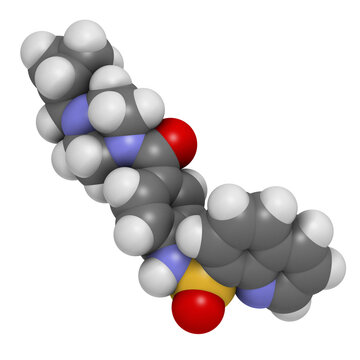 Mitapivat Hemolytic Anemia Drug Molecule. 3D Rendering.