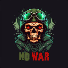 Skull No War tshirt vector illustration.