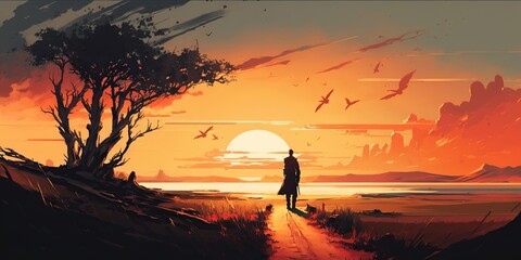 Fototapeta na wymiar sunset illustration